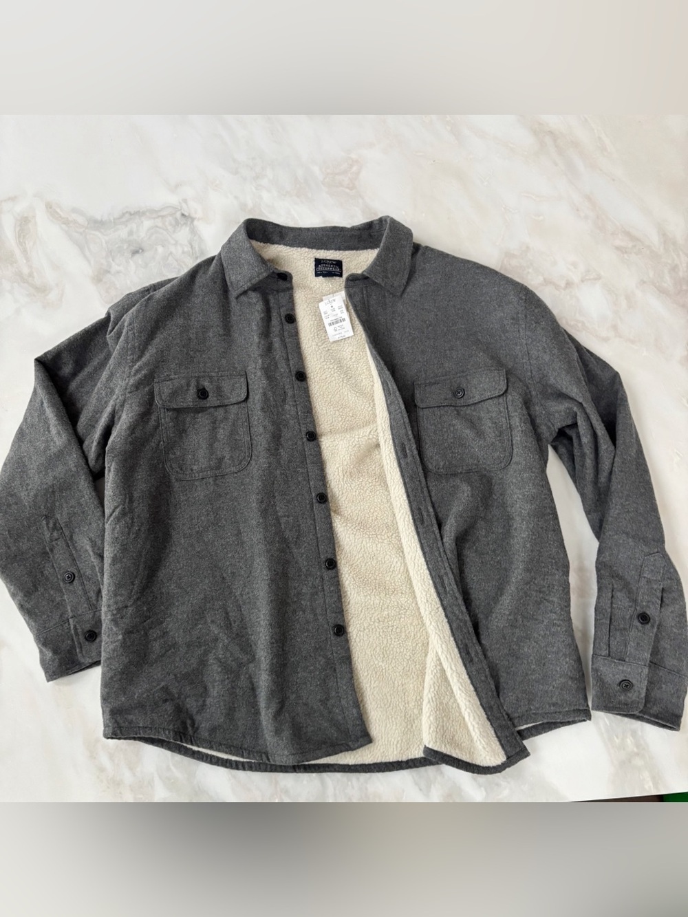 J. Crew Factory Sherpa Lined Shirt Jacket Men’s Size XXL Gray New Regular Fit